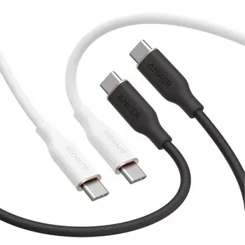 Anker PowerLine III Flow USB-C и кабель 1,8 м, набор из 2 шт., черный, белый