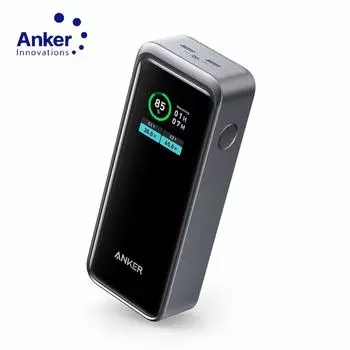ANKER Prime Power Bank, портативное зарядное устройство на 2 порта емкостью 12 000 мА·ч с выходной мощностью 130 Вт, интеллектуальным цифровым дисплеем, совместимо с iPhone 15/14/13 серий A1335-black чёрный