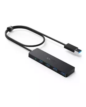 Anker Ultra Slim 4 Port Hub USB Hub 60cm Cable 5Gbps High Speed Transfer Bus Powered Lightweight Compact Compatible with Pro Laptops USB Hub Telework