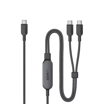Anker USB-C и кабель (2-в-1, 140 Вт) быстрая зарядка USB 2.0iPhone 16 / 15 GalaxyS24 S23 MacBook Air/Pro iPad Другие совместимые (1,2м черный)