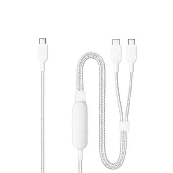 Anker USB-C и кабель (2-в-1, 140 Вт) быстрая зарядка USB 2.0 iPhone 16 / 15 GalaxyS24 S23 MacBook Air/Pro iPad Другие совместимые (1,2м белый)