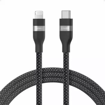 Anker USB-C & Lightning Cable (Heavy Duty Nylon) 1.8m Black MFi Certified Compatible with iPhone 14 / 13 / 12 / SE (3rd Generation) iPad