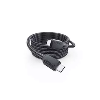 Anker USB-C & USB-C Cable (High Durability Nylon) 1.8m Black 240W Compatible with Galaxy iPad Pro/Air MacBook Pro/Air