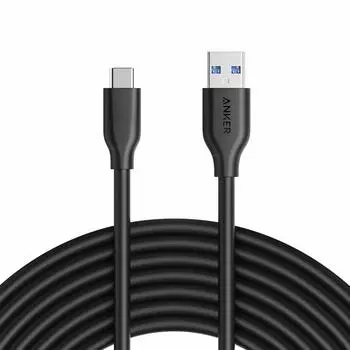 Кабель Anker USB Type C Кабель PowerLine Совместим с iPhone 16 15 Oculus и другими устройствами Android и Black USB-C и USB-A 3.0 / / link/Galaxy/iPad чёрный