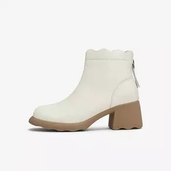 Ankle Boots for Women 2024 High Quality Female Footwear Simple and Versatile High Heel Women Shoes Botas Altas Plataforma Mujer 35 бежевый