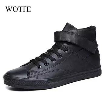 Ankle Boots Men Black PU Leather Shoes Autumn Winter Comfortable Platform Casual Shoes High-top 2024 Fashion Leahter Boots Man 6.5 серый