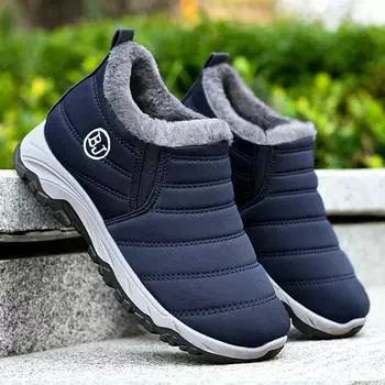 Ankle Boots New Winter Snow Boots Warm Fur Men Slip on Men Comfortable 2024 Casual Shoes Sneakers Non-slip Botas Zapatos Hombre 39 чёрный