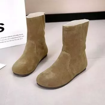 Ankle Flat with Modern Boots Winter Slip-on Ladies Shoes on Sale 2024 New Round Toe Sewing Mid Heel Novelty Women s Boots 35 хаки