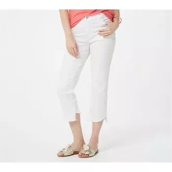 Ankle Slant Cut Raw Edges Design Fashion Cropped Pants Chubby Girl Plus Size Washed Stretch Cotton Denim Elegant White White 16p