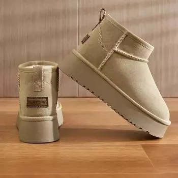 Ankle Women s Boots Fashion Daily Women Winter Short Plush Keep Warm Solid Snow Boots Round Toe Shoes for Women Zapatos De Mujer 35 малиновый