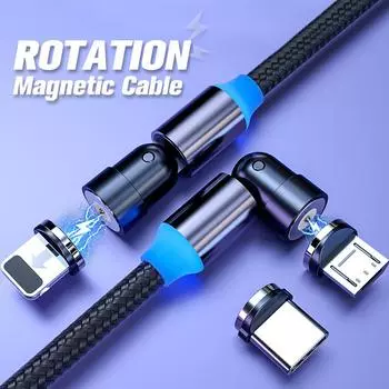 ANKNDO Быстромагнитный зарядный кабель с вращением на 540° USB Type C/Lightning iPhone IOS/Android Micro 2020 НОВЫЙ зарядный кабель Only Micro USB Plug