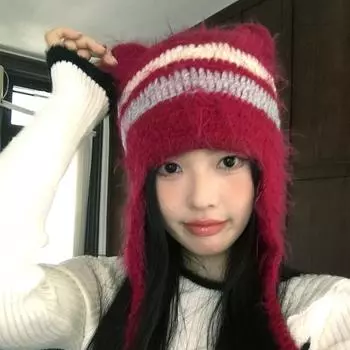 Ankola красная плюшевая вязаная шапка женская осенне-зимняя симпатичная шерстяная шапка холодная шапка термоусадочная шапка-пуловер M56-58cm