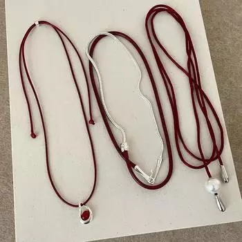 Ankola Красная веревка ремешок колье женское простое универсальное милое крутое детки модная цепочка на шею свитер цепочка