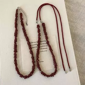 Ankola Red Нерегулярное ожерелье из бисера с ремешком Женское нишевое Высококачественное Темпераментное Универсальное Модное Ожерелье Цепочка на шею Цепочка для свитера