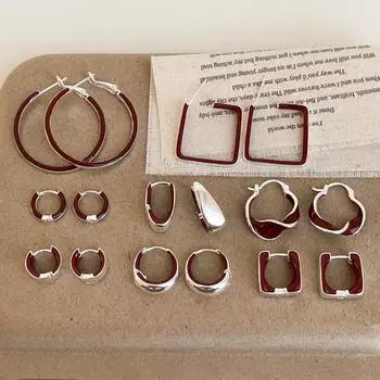 Ankola Red Oil Drop геометрические простые металлические серьги-гвоздики с кольцом, женские нишевые дизайнерские серьги с индивидуальным подходом