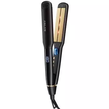 ANLAN Выпрямитель для волос Красный LED Ближний инфракрасный Отрицательный ион 36мм Широкая пластина Экономия времени Быстрый нагрев Блестящие волосы 2 способа Выпрямление Завивка Подарок чёрный