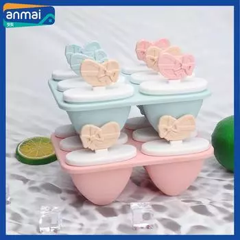 Anmai 6 Grid DIY Ice Cream Mold Popsicle Maker с ручкой в форме сердца розово-голубой Ice Maker пищевой полипропиленовый материал кухонный инструмент