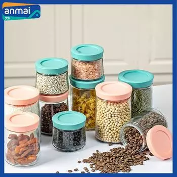Anmai Glass Airtight Jar Food Storage Герметичные банки с крышкой, герметичные контейнеры для еды, набор 450 мл 700 мл Организация кухни