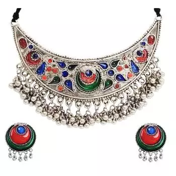 Anmol модное афганское окисленное мульти-ожерелье Meenakari Work Choker для женщин и девочек, разноцветное