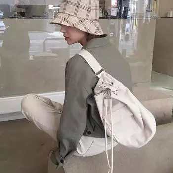 Ann хлопковая парусиновая женская сумка-ведро с завязками на шнурке женская сумка-ведро через плечо женская сумка-унисекс чёрный