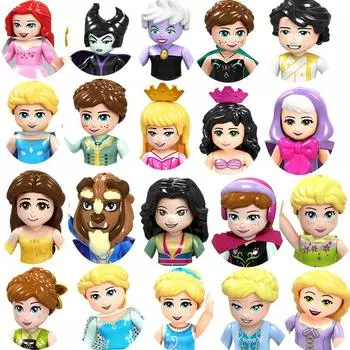 Анна Эльза Принцесса Белль Чудовище Русалка Аниме Кирпичи Мини Фигурки Строительные Блоки Собрать Игрушки для Детей Подарки Dolls With Body