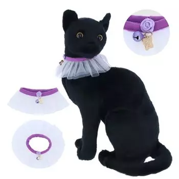 ANNA SUI Cat Collar Scrunchie Ribbon Rose Chiffon Pleated Tulle With Ribbon and Rose Anna Sui Cat Supplies Pet Supplies (White) белый