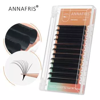 ANNAFRIS быстрое раздувание объемных ресниц 1S Высокое качество натуральные мягкие матовые искусственные норковые цветущие отдельные ресницы 0.07mm C 8mm чёрный