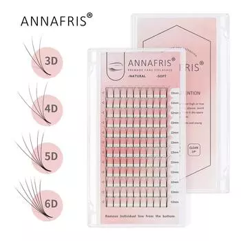 ANNAFRIS Готовые объемные вееры 5D с длинным стержнем, русские наращивание ресниц, искусственная норка, отдельные ресницы, реснички 5D 0.07mm C 8mm