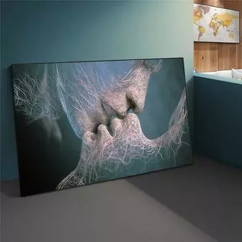 Аннотация поцелуй любовь плакат холст картины черно-белые настенные художественные фотографии печать галерея гостиная спальня украшения дома 21*30cm