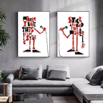 Аннотация Свободный Стиль Певица Современный Индустриальный Стиль Стены Искусства Микрофон Настенные Картины для Гостиной Куадрос Украшения Дома 21cm30cm NoFrame