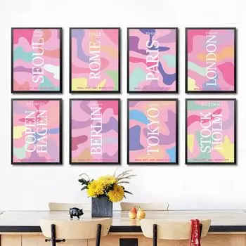 Аннотация Токио Лондон Париж Рим холст картина цветная модульная Hd постеры и принты картина настенное искусство пейзаж украшение дома 21cm30cm NoFrame