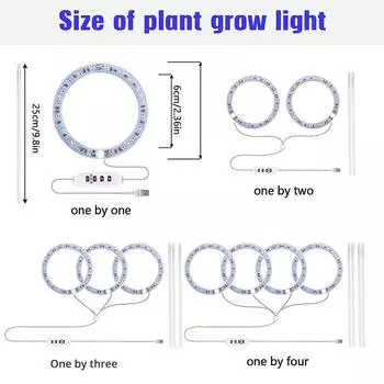 Annular LED Plant Light, Small Growth Light, USB Timing Dimming, Suitable for Indoor Plant Potted Succulent Fish Tank Light Red Blue light