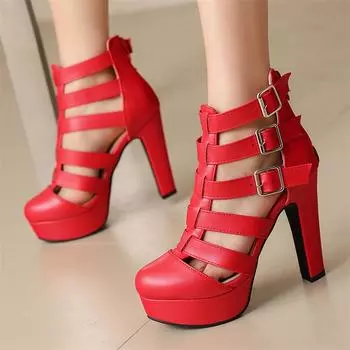 ANNYMOLI женские босоножки с ремешком на щиколотке, круглый носок, толстый высокий каблук, пряжка, платформа, молния, сексуальная женская модная обувь, летняя синяя 46 34 белый