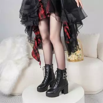 ANNYMOLI женские ботильоны с круглым носком, на высоком каблуке, на платформе, с пряжкой, на шнуровке, на молнии, короткие ботинки, женская модная обувь, осень-зима 43 34 белый