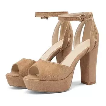 ANNYMOLI женские туфли-лодочки из искусственной кожи на платформе, на высоком каблуке с открытым носком, с ремешком на щиколотке и пряжкой, для свадебной вечеринки, весенне-осенние туфли черного цвета 34 чёрный