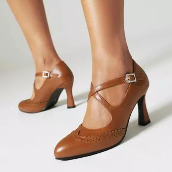 ANNYMOLI, женские туфли-лодочки Мэри Джейн, туфли-лодочки с острым носком, на толстом высоком каблуке, с перекрестным ремешком и пряжкой, перчатки, туфли, женская модная обувь, весна-осень 43 34 чёрный