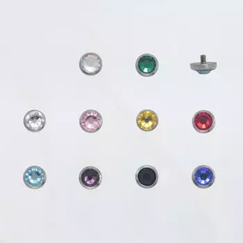 Анод-гвоздик из титанового сплава ASTM F136 с внутренней резьбой и цирконием для самостоятельного пирсинга языка и ушей 1.6mm (1.2 thread)