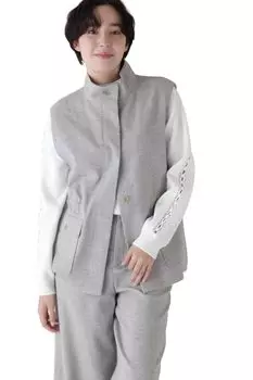 Anorak Gilet ring mix tweed Gray M [Human Woman] (for setup) / Women s / 077-5110207 020_Light