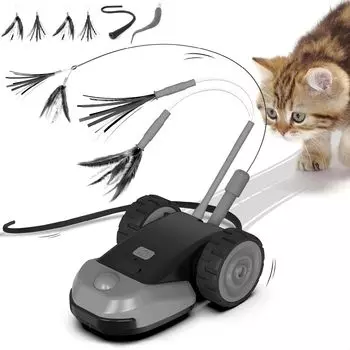 Anpromee Cat Feather Electric Mouse Интерактивная жевательная обучающая игрушка для кошек Natural Solo Pet USB Нерегулярная Автоматически избегает Оснащена 2 чёрный