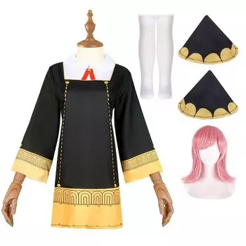 Аня Косплей Хэллоуин Взрослый костюм Цельный с париком Комплект из 5 предметов Костюм для вечеринки Рождественский костюм Конкурсный школьный фестивальный костюм для мероприятия