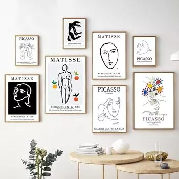 Анри Матиас абстрактный женский постер Пикассо искусство минимализм черная линия холст живопись современный 21cm30cm NoFrame
