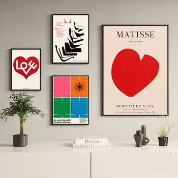 Анри Матисс Любовь Сердце Картина Принт Плакат Минимализм Выставка Середины Века Современное Настенное Искусство Холст Картина Декор Спальни 21x30cm No Framed