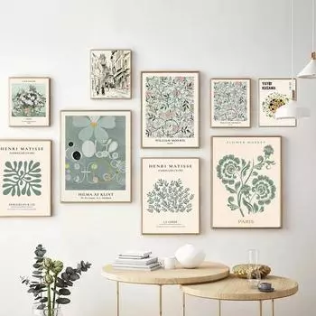 Анри Матисс Ван Гог Плакаты Цветочный рынок Настенные принты Абстрактная картина на холсте Яёи Кусама Скандинавский зеленый домашний декор комнаты 21x30cm No Frame