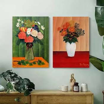 Анри Руссо, классическая ваза с цветами, постер, букет цветов, холст, живопись, настенные художественные фотографии, современные принты, домашний декор 21x30cm No Frame