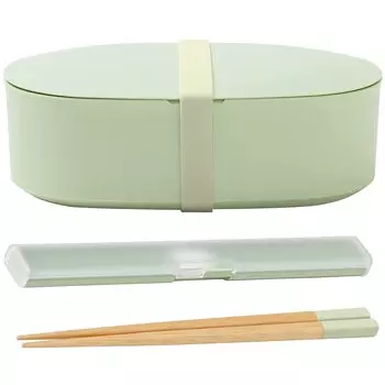 ansio Lunch box set 650ml Made in Japan Green Chopstick box New life 2-предметный (Пышная сервировка/Можно использовать в микроволновой печи/Можно мыть в посудомоечной машине) (Ланч-бокс/Палочки для еды