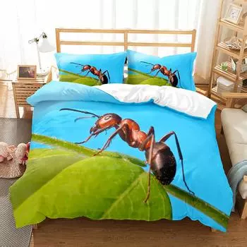 Ant Duvet Cover Set Lightweight Soft Polyester Comforter Cover for Kids Animals Lover Bedding Set with Pillowcase Quilt Cover EU single(135x200cm)