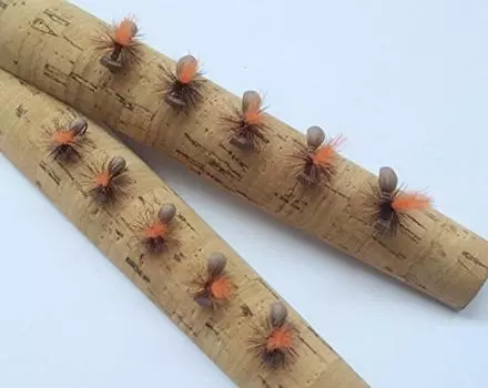 Ant Parachute Completed Fly Set of 10 #14#16 (Brown/Orange)