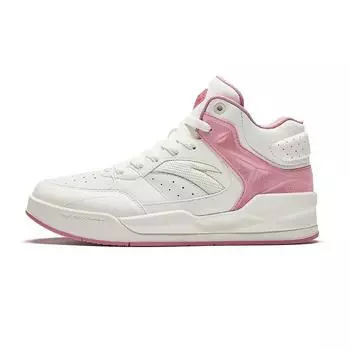 Anta 4 Carat Retro Classic High-Top Skate Shoes Women Sneakers White Pink 122448031-1 38.5