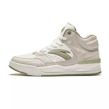 Anta 4 Carat Retro Classic Non-Slip Wear-Resistant High-Top Skate Shoes Women Sneakers White Gray Green 122448031-2 38.5