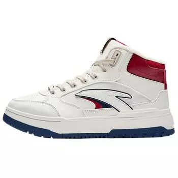 Anta 982 Fleece Comfort Warm Durable High-Top Skate Shoes Women Sneakers White Blue Red 122448961-2 38